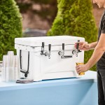 CaterGator JB45WH3 White 3 Faucet 47 Qt. Insulated Jockey Box with 69 ft. Coils