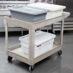 Rubbermaid® FG452089BLA Black Medium Lipped Two Shelf Utility Cart with Extended Handle Rubbermaid® FG452089BLA Black Medium Lipped Two Shelf Utility Cart with Extended Handle