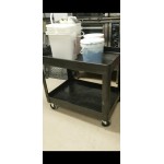 Rubbermaid® FG452089BLA Black Medium Lipped Two Shelf Utility Cart with Extended Handle Rubbermaid® FG452089BLA Black Medium Lipped Two Shelf Utility Cart with Extended Handle