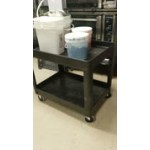 Rubbermaid® FG452089BLA Black Medium Lipped Two Shelf Utility Cart with Extended Handle Rubbermaid® FG452089BLA Black Medium Lipped Two Shelf Utility Cart with Extended Handle