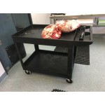 Rubbermaid® FG452089BLA Black Medium Lipped Two Shelf Utility Cart with Extended Handle Rubbermaid® FG452089BLA Black Medium Lipped Two Shelf Utility Cart with Extended Handle