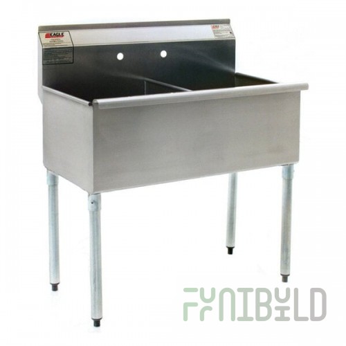 Eagle Group 2448-2-24-16/4 Two Compartment Stainless Steel Commercial Sink with Two Drainboards - 96 1/4