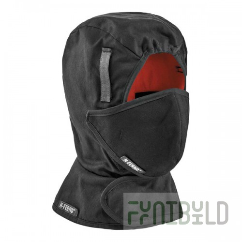 Ergodyne N-Ferno 6871 Black 2-Layer Shoulder-Length Winter Hard Hat Liner with Fleece Lining and Mouthpiece 16871