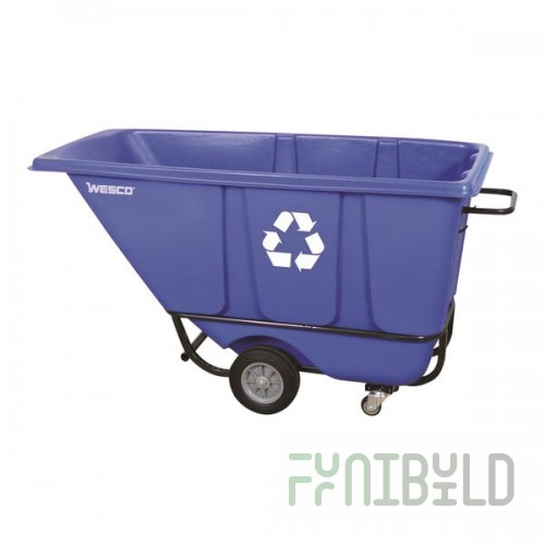 Wesco Industrial Products 272577 0.5 Cu. Yd. Blue Recycling Polyethylene Standard-Duty Tilt Truck