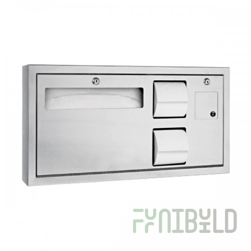 American Specialties, Inc. Traditional 10-0487-R-9 Surface-Mounted ADA Toilet Seat Cover / Toilet Tissue Dispenser