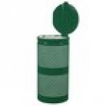 Ex-Cell Kaiser WR-10R- CVR HGR Landscape Series 10 Gallon Round Hunter Green Gloss Perforated Trash Can with Lid