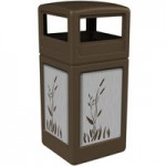 Commercial Zone 733096299 42 Gallon Brown Square Trash Can with Stainless Steel Cattail Panels and Ashtray Lid Commercial Zone 733096299 42 Gallon Brown Square Trash Can with Stainless Steel Cattail Panels and Ashtray Lid