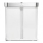 simplehuman ST2050 15.3 Gallon / 58 Liter Brushed Stainless Steel Dual Compartment Rectangular Sensor Trash Can and Recycling Can with Voice and Motion Control and Liner Pocket