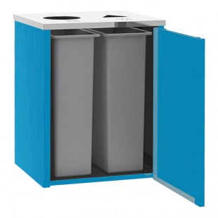 Lakeside 3412BL Stainless Steel Rectangular Refuse / Recycling Station with Top Access and Royal Blue Laminate Finish - 26 1/2