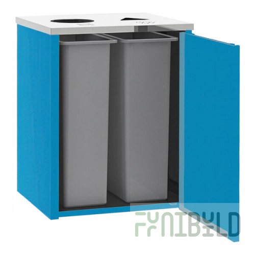 Lakeside 3412BL Stainless Steel Rectangular Refuse / Recycling Station with Top Access and Royal Blue Laminate Finish - 26 1/2