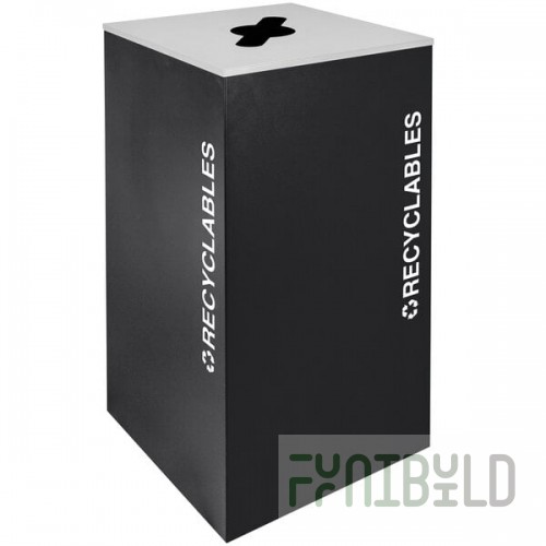 Ex-Cell Kaiser RC-KD36-R BLX Kaleidoscope XL Series Black Texture Square 36 Gallon Customizable Recyclables Receptacle
