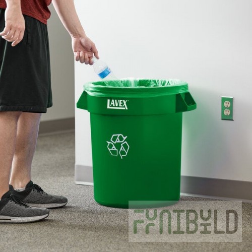 Lavex 20 Gallon Green Round Commercial Recycling Can