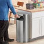 Rubbermaid® FGSO8SSSPL 9 Gallon Metallic Half-Round Satin Stainless Steel Trash Can with Metal Liner