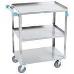 Lakeside 411 Medium Duty Stainless Steel 3 Shelf Utility Cart - 16 3/4 Lakeside 411 Medium Duty Stainless Steel 3 Shelf Utility Cart - 16 3/4