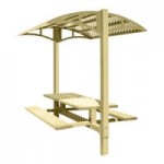 Paris Site Furnishings Shade Series 6' Beige Surface Mounted Park Bench with Canopy and Basket Weave Perforations 85 1/2 Paris Site Furnishings Shade Series 6' Beige Surface Mounted Park Bench with Canopy and Basket Weave Perforations 85 1/2