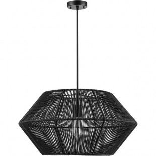 Globe Matte Black Natural Twine Chandelier - 120V, 60W