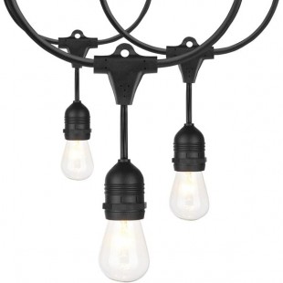 24' Incandescent String Lights with (12) S14 Bulbs - 120V, 132W, 2850K