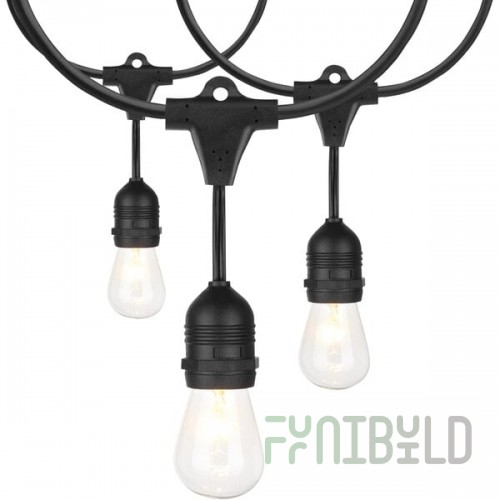 24' Incandescent String Lights with (12) S14 Bulbs - 120V, 132W, 2850K