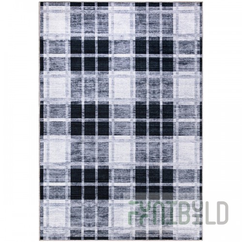Abani Parker Collection 4' x 6' Cream / Gray Farmhouse Plaid Area Rug
