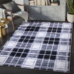 Abani Parker Collection 4' x 6' Cream / Gray Farmhouse Plaid Area Rug Abani Parker Collection 4' x 6' Cream / Gray Farmhouse Plaid Area Rug