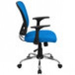 Flash Furniture H-8369F-BL-GG Mid-Back Blue Mesh Office Chair with Arms, Padded Seat, and Chrome Base Flash Furniture H-8369F-BL-GG Mid-Back Blue Mesh Office Chair with Arms, Padded Seat, and Chrome Base