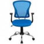 Flash Furniture H-8369F-BL-GG Mid-Back Blue Mesh Office Chair with Arms, Padded Seat, and Chrome Base Flash Furniture H-8369F-BL-GG Mid-Back Blue Mesh Office Chair with Arms, Padded Seat, and Chrome Base