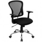 Flash Furniture H-8369F-BL-GG Mid-Back Blue Mesh Office Chair with Arms, Padded Seat, and Chrome Base Flash Furniture H-8369F-BL-GG Mid-Back Blue Mesh Office Chair with Arms, Padded Seat, and Chrome Base