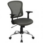 Flash Furniture H-8369F-BL-GG Mid-Back Blue Mesh Office Chair with Arms, Padded Seat, and Chrome Base Flash Furniture H-8369F-BL-GG Mid-Back Blue Mesh Office Chair with Arms, Padded Seat, and Chrome Base