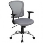Flash Furniture H-8369F-BL-GG Mid-Back Blue Mesh Office Chair with Arms, Padded Seat, and Chrome Base Flash Furniture H-8369F-BL-GG Mid-Back Blue Mesh Office Chair with Arms, Padded Seat, and Chrome Base