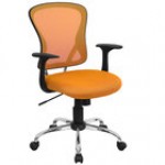 Flash Furniture H-8369F-BL-GG Mid-Back Blue Mesh Office Chair with Arms, Padded Seat, and Chrome Base Flash Furniture H-8369F-BL-GG Mid-Back Blue Mesh Office Chair with Arms, Padded Seat, and Chrome Base