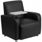 Flash Furniture Black LeatherSoft Guest Chair with Tablet Arm, Front Casters, and Under Seat Storage