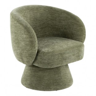 LumiSource Fran Green Fabric Swivel Accent Arm Chair with Pedestal Base