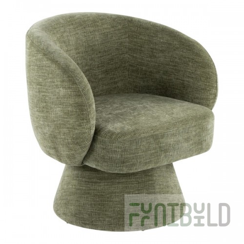 LumiSource Fran Green Fabric Swivel Accent Arm Chair with Pedestal Base