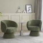 LumiSource Fran Green Fabric Swivel Accent Arm Chair with Pedestal Base LumiSource Fran Green Fabric Swivel Accent Arm Chair with Pedestal Base