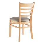 Lancaster Table & Seating Natural Finish Wood Ladder Back Chair with Dark Gray Vinyl Seat - Assembled