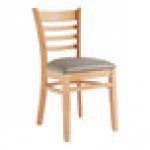 Lancaster Table & Seating Natural Finish Wood Ladder Back Chair with Dark Gray Vinyl Seat - Assembled