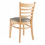 Lancaster Table & Seating Natural Finish Wood Ladder Back Chair with Dark Gray Vinyl Seat - Assembled
