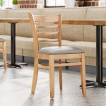 Lancaster Table & Seating Natural Finish Wood Ladder Back Chair with Dark Gray Vinyl Seat - Assembled