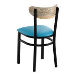 Lancaster Table & Seating Boomerang Black Finish Chair with Blue Vinyl Seat and Driftwood Back - Unassembled Lancaster Table & Seating Boomerang Black Finish Chair with Blue Vinyl Seat and Driftwood Back - Unassembled