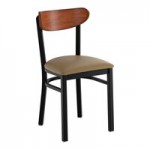 Lancaster Table & Seating Boomerang Black Finish Chair with Blue Vinyl Seat and Driftwood Back - Unassembled Lancaster Table & Seating Boomerang Black Finish Chair with Blue Vinyl Seat and Driftwood Back - Unassembled