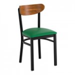 Lancaster Table & Seating Boomerang Black Finish Chair with Blue Vinyl Seat and Driftwood Back - Unassembled Lancaster Table & Seating Boomerang Black Finish Chair with Blue Vinyl Seat and Driftwood Back - Unassembled