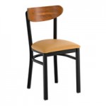 Lancaster Table & Seating Boomerang Black Finish Chair with Blue Vinyl Seat and Driftwood Back - Unassembled Lancaster Table & Seating Boomerang Black Finish Chair with Blue Vinyl Seat and Driftwood Back - Unassembled