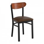 Lancaster Table & Seating Boomerang Black Finish Chair with Blue Vinyl Seat and Driftwood Back - Unassembled Lancaster Table & Seating Boomerang Black Finish Chair with Blue Vinyl Seat and Driftwood Back - Unassembled