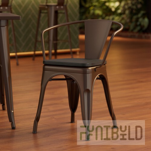 Lancaster Table & Seating Alloy Copper Indoor Arm Chair with Black Wood Seat