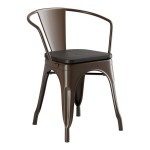 Lancaster Table & Seating Alloy Copper Indoor Arm Chair with Black Wood Seat Lancaster Table & Seating Alloy Copper Indoor Arm Chair with Black Wood Seat