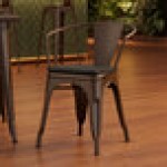 Lancaster Table & Seating Alloy Copper Indoor Arm Chair with Black Wood Seat Lancaster Table & Seating Alloy Copper Indoor Arm Chair with Black Wood Seat