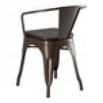 Lancaster Table & Seating Alloy Copper Indoor Arm Chair with Black Wood Seat Lancaster Table & Seating Alloy Copper Indoor Arm Chair with Black Wood Seat