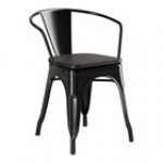 Lancaster Table & Seating Alloy Copper Indoor Arm Chair with Black Wood Seat Lancaster Table & Seating Alloy Copper Indoor Arm Chair with Black Wood Seat