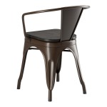 Lancaster Table & Seating Alloy Copper Indoor Arm Chair with Black Wood Seat Lancaster Table & Seating Alloy Copper Indoor Arm Chair with Black Wood Seat