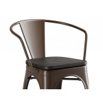Lancaster Table & Seating Alloy Copper Indoor Arm Chair with Black Wood Seat Lancaster Table & Seating Alloy Copper Indoor Arm Chair with Black Wood Seat